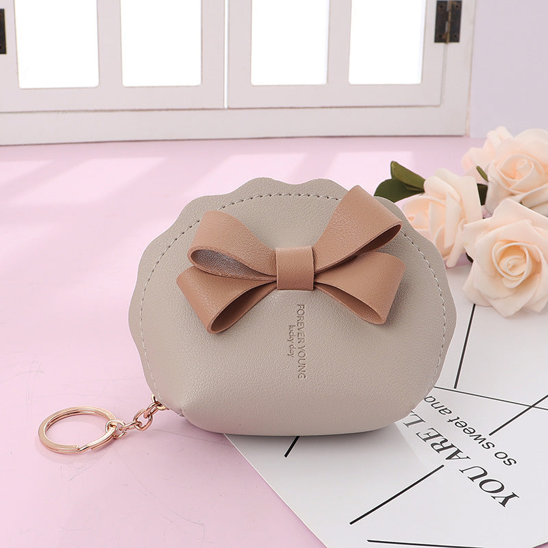 Wholesale Bowknot PU Leather Mini Wallet Portable Coin Bag Keychain